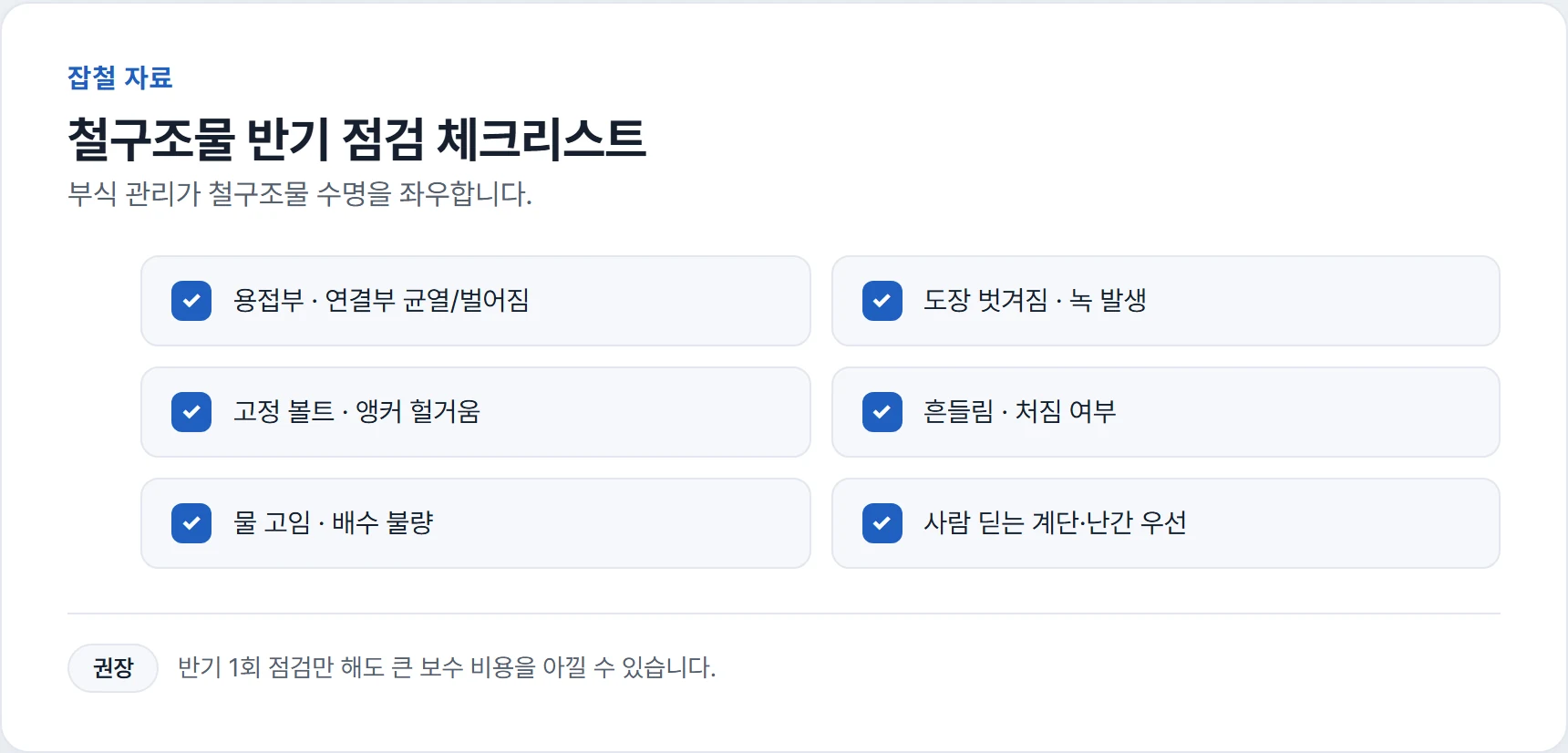 철구조물 반기 점검 체크리스트 도해